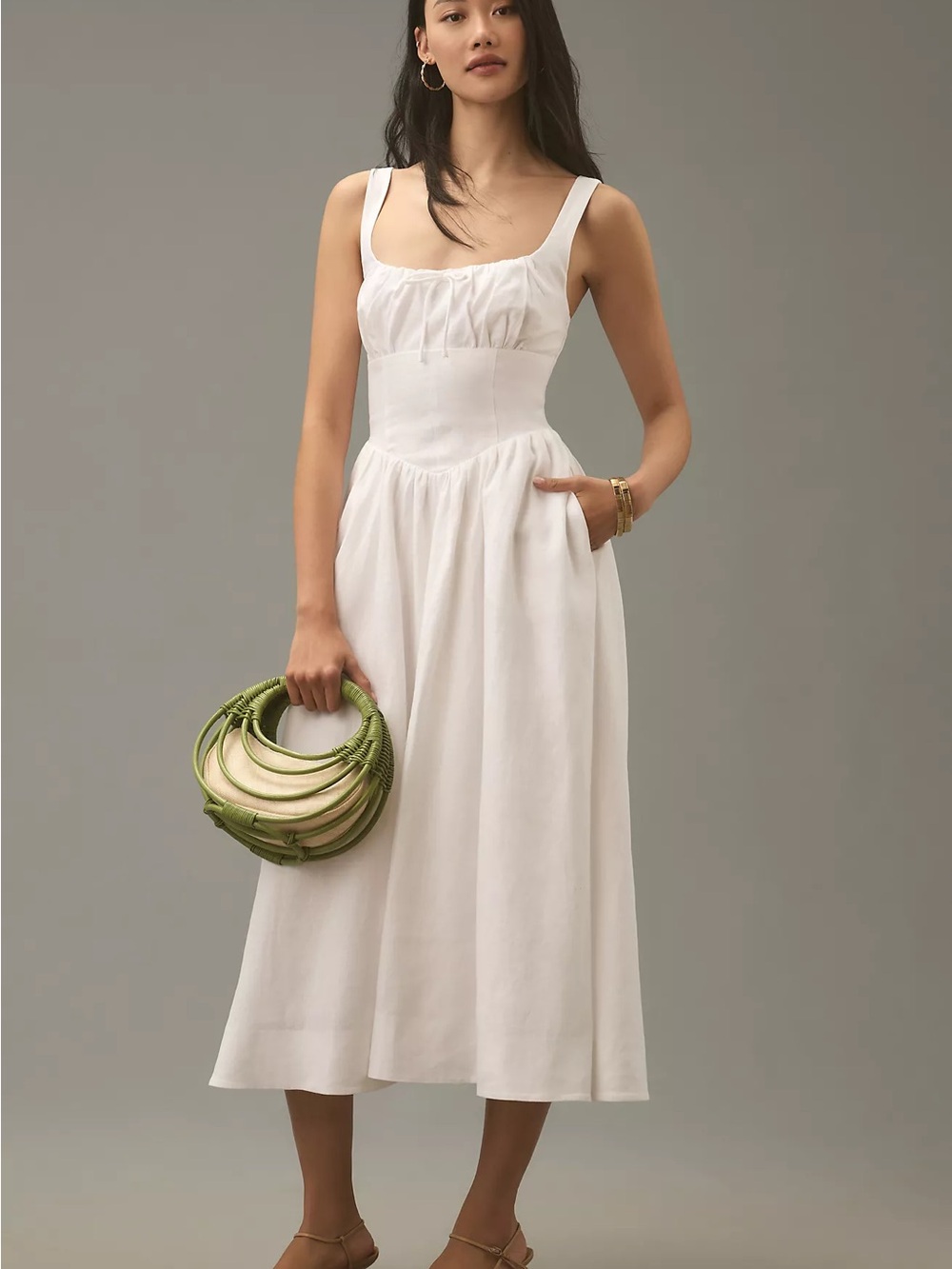 NWT Reformation Balia Linen Midi Dress Sz 2P